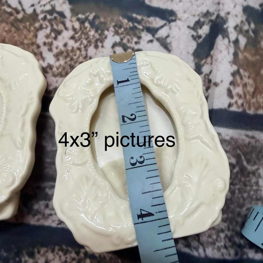 Vintage Ceramic‎ Cream Floral Picture Frames Set Of Two